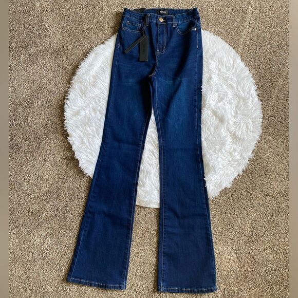 Nina Rossi Bootcut Jeans Long High Rise New Womens Size 7 - Picture 1 of 8